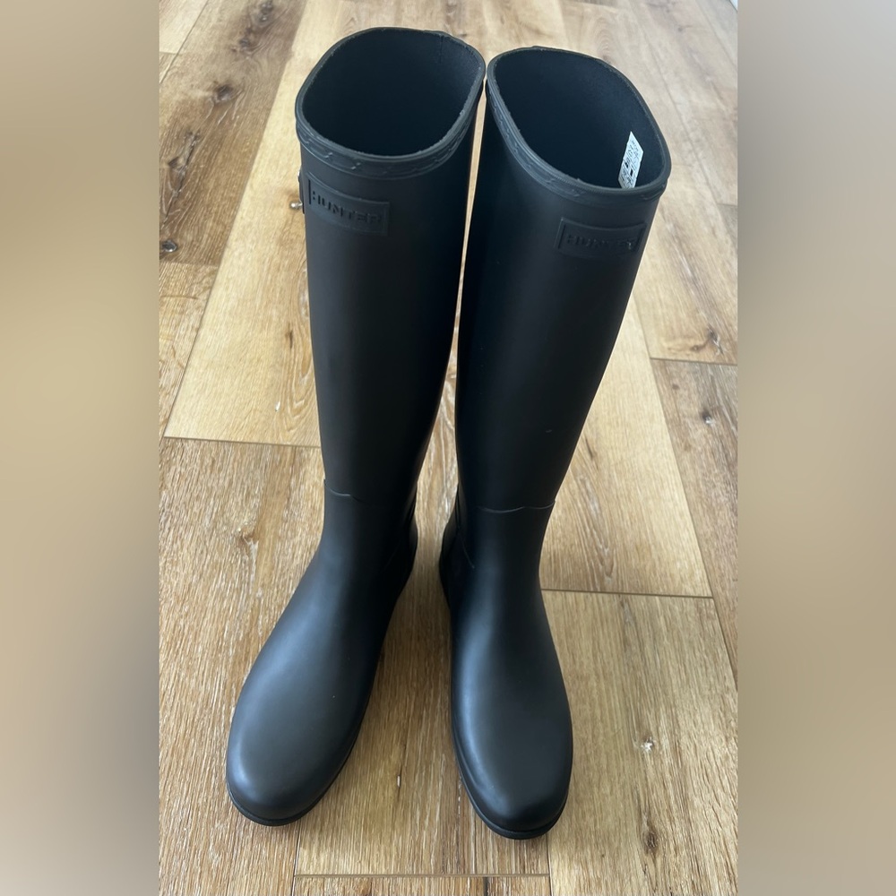 Hunter Original Refined Black Matte Tall Rain Boots Waterproof NEW
